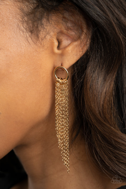 Divinely Dipping - Gold Earring Paparazzi E0261