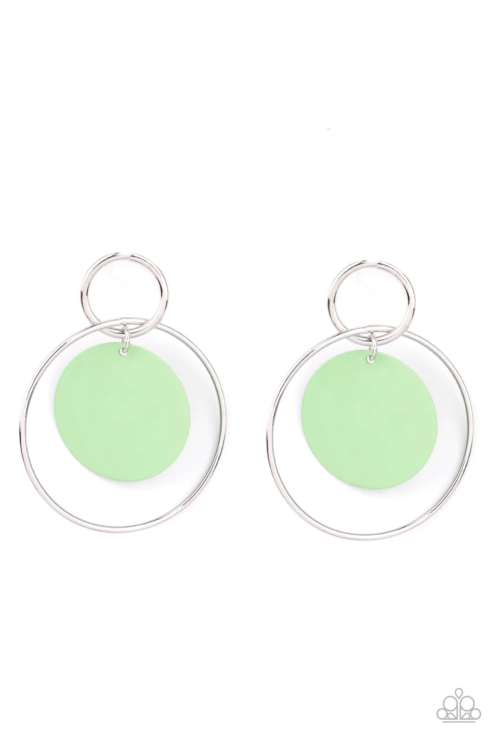 Pop, Look, And Listen Green Mint Circle Silver Post Earring E0204