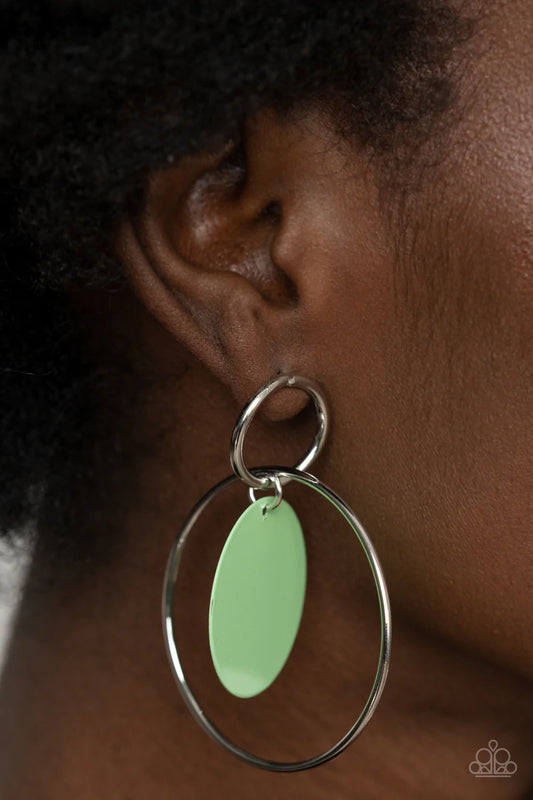 Pop, Look, And Listen Green Mint Circle Silver Post Earring E0204