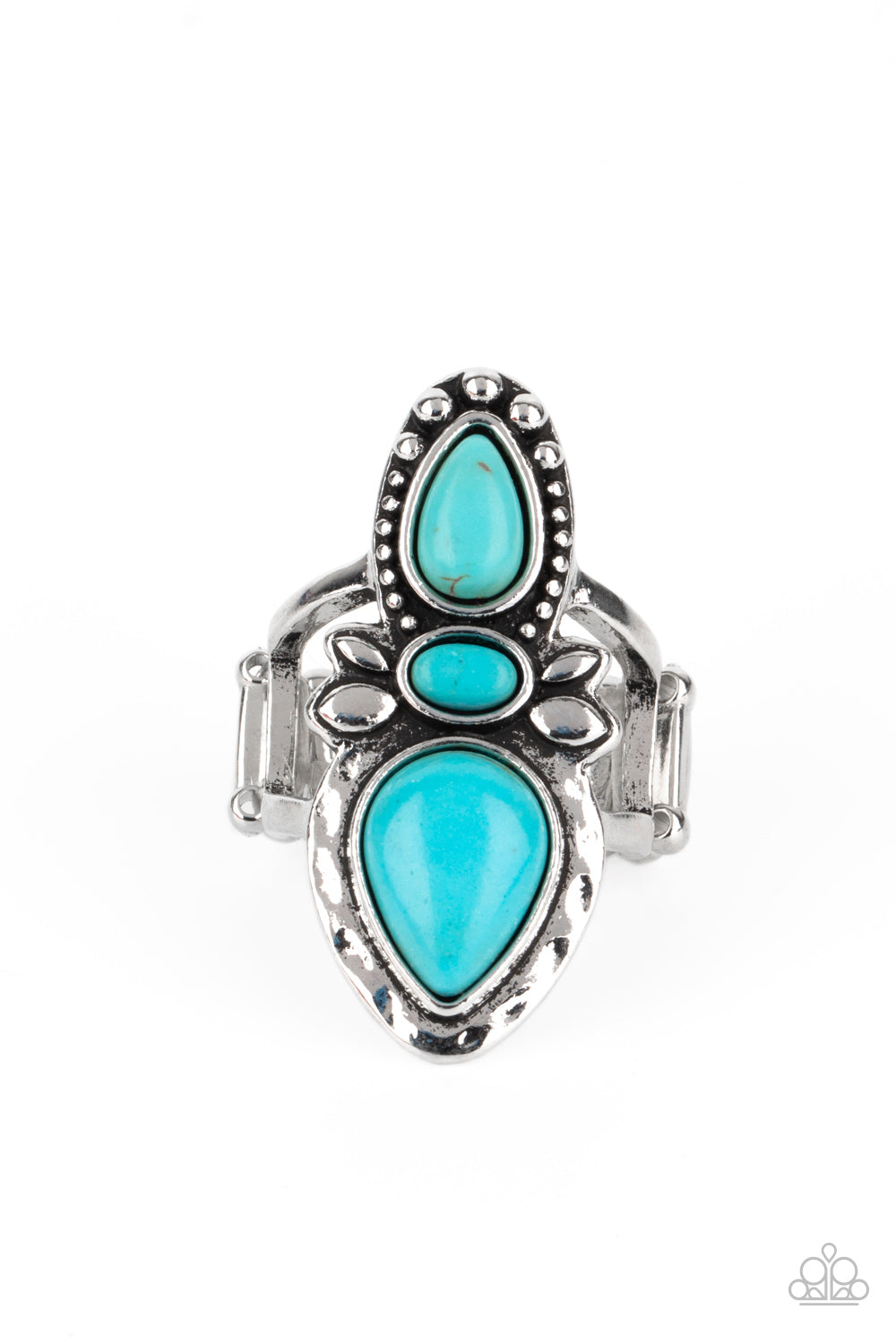 In a BADLANDS Mood - Blue Cracked Stone Ring Paparazzi R0154