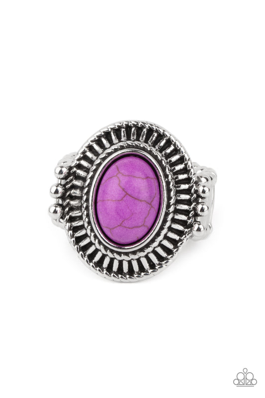 BADLANDS To The Bone - Purple Cracked Stone Ring Paparazzi R0174