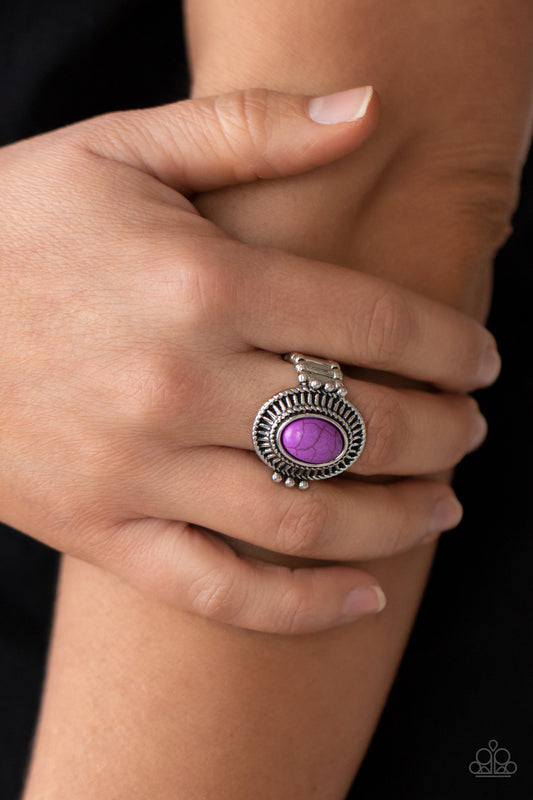 BADLANDS To The Bone - Purple Cracked Stone Ring Paparazzi R0174