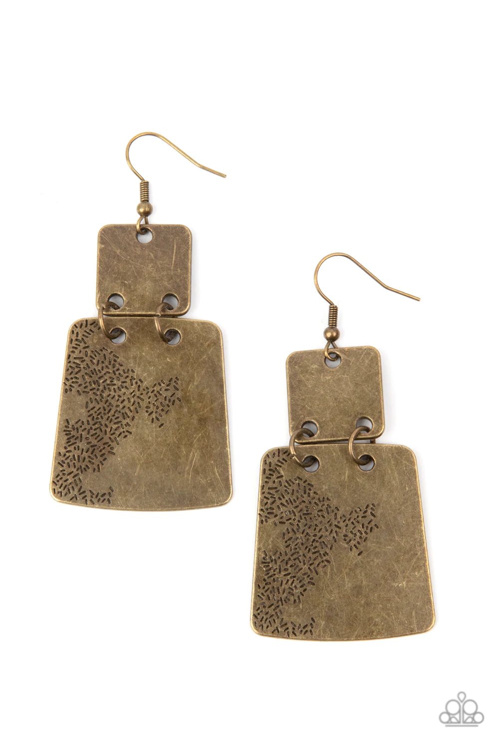 Tagging Along Brass Earring Paparazzi E0142