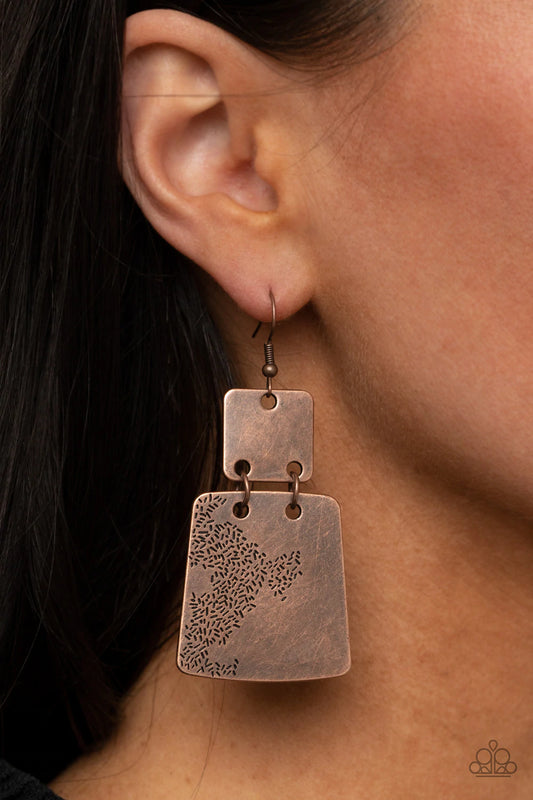 Tagging Along Copper Earring Paparazzi E0072