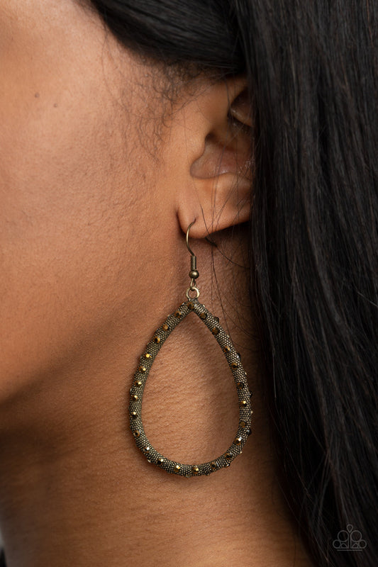 Standout Sparkle Brass Earring Paparazzi E0059