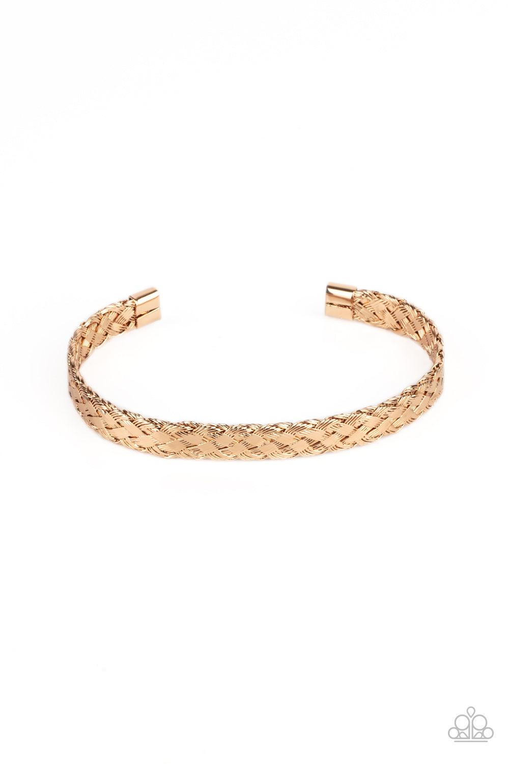 Cable Couture - Gold Cuff Urban Bracelet Paparazzi B0479