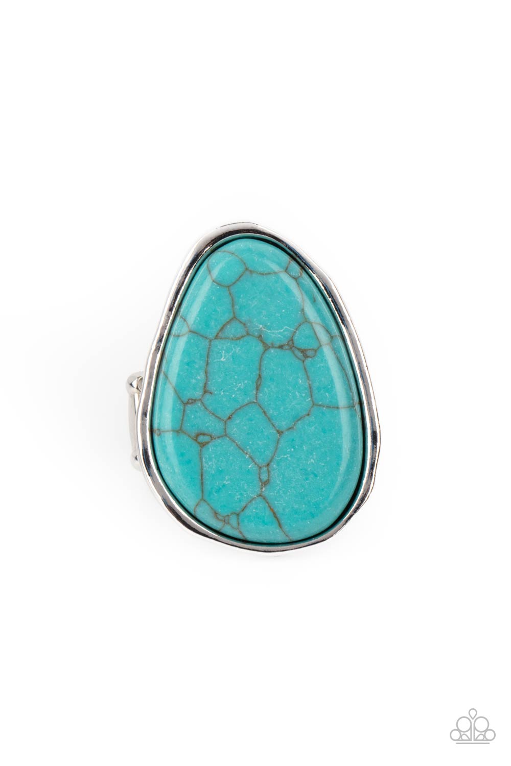 Marble Mecca - Blue Cracked Stone Ring Paparazzi R0107