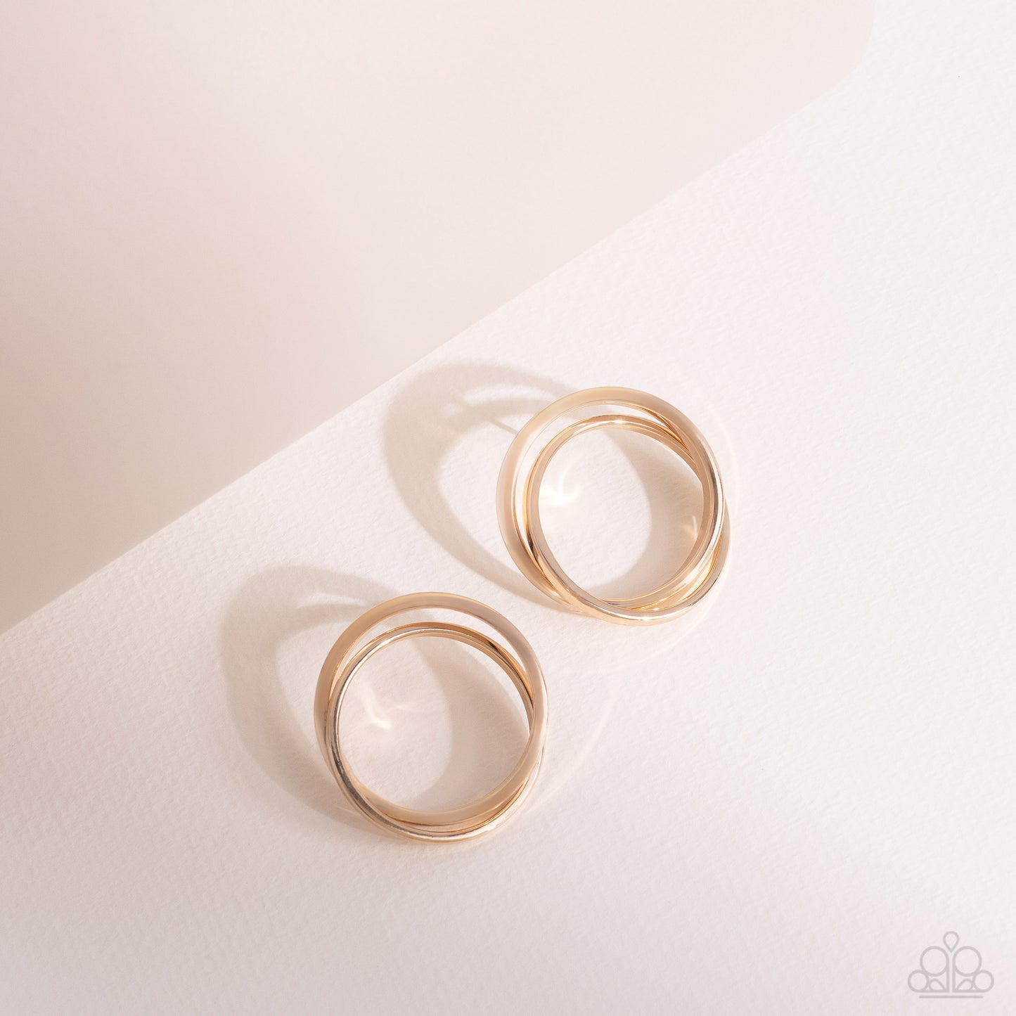 Always In The Loop - Gold Interlocking Ring Post Earring Paparazzi E1427