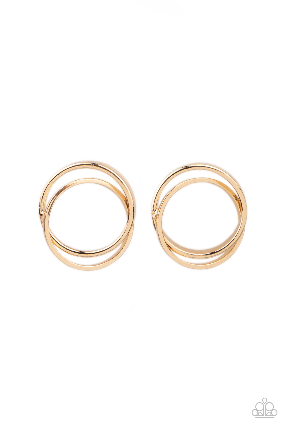 Always In The Loop - Gold Interlocking Ring Post Earring Paparazzi E1427