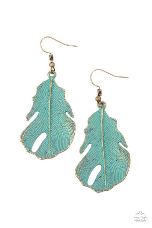 Heads Quill Roll Brass Earring Paparazzi E0153