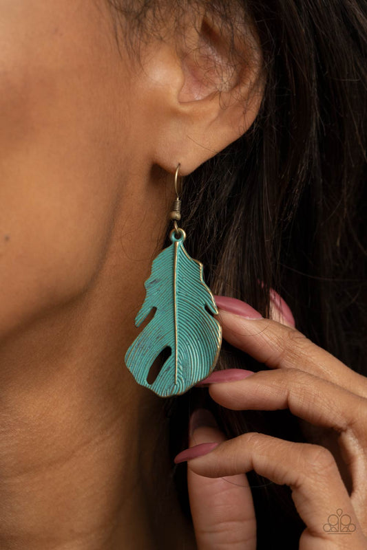 Heads Quill Roll Brass Earring Paparazzi E0153