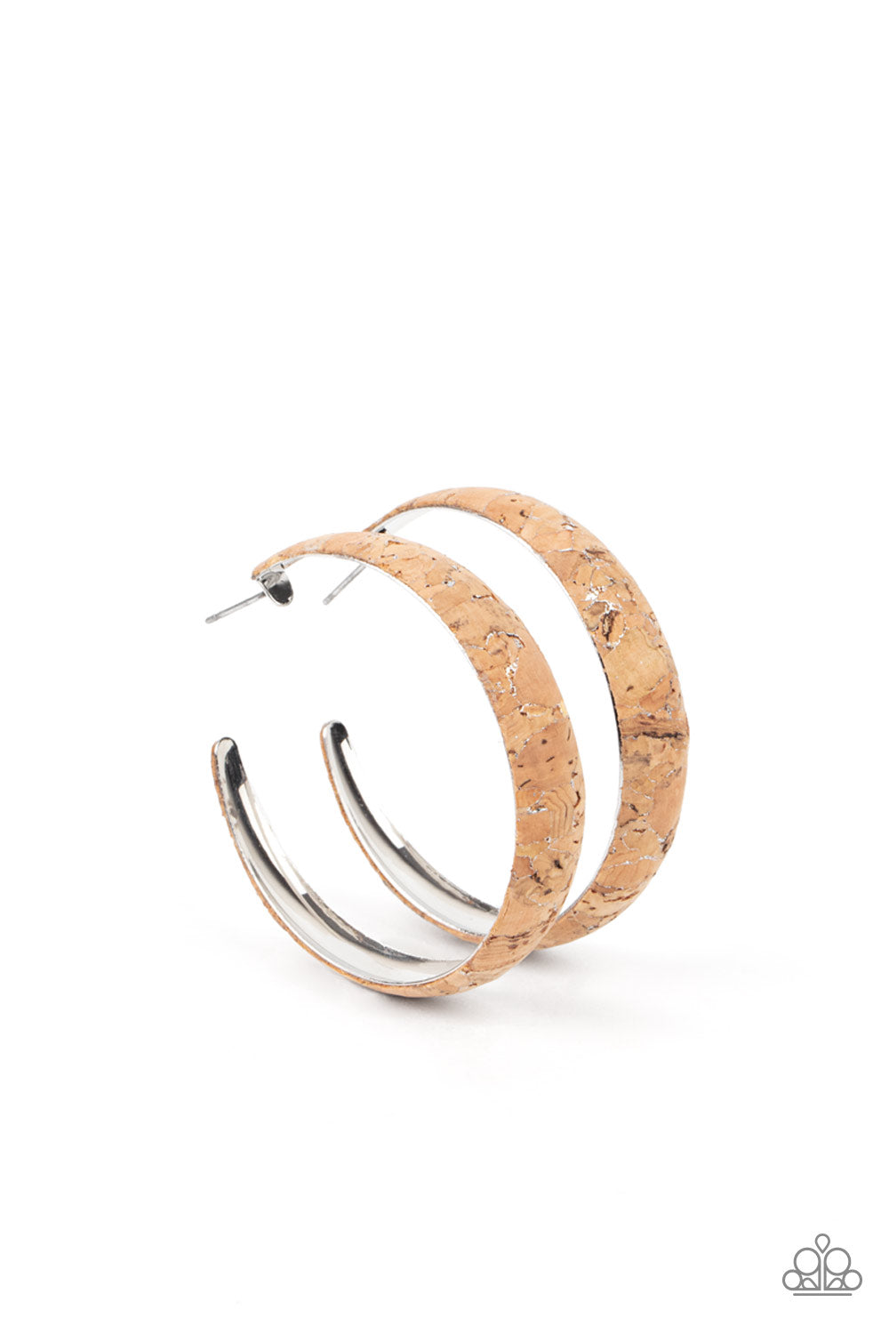 A CORK In The Road - Silver Hoop Earring Paparazzi E0752