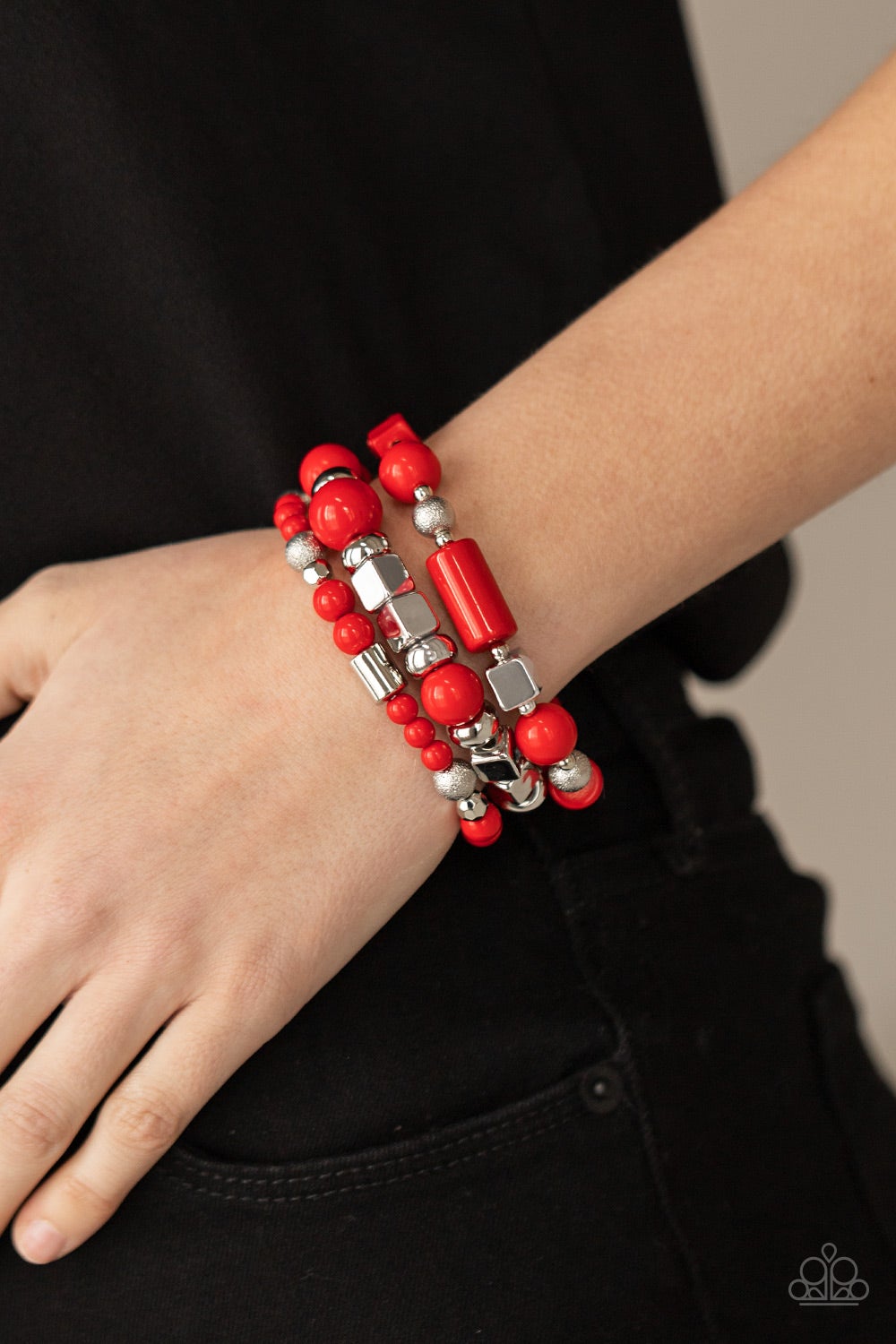 Perfectly Prismatic Red Stretch Bracelet Paparazzi B0108