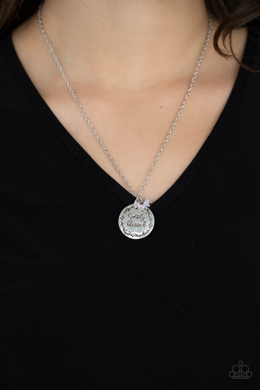 Simple Blessings Pink Inspirational "Simply Blessed" Necklace Paparazzi N0860