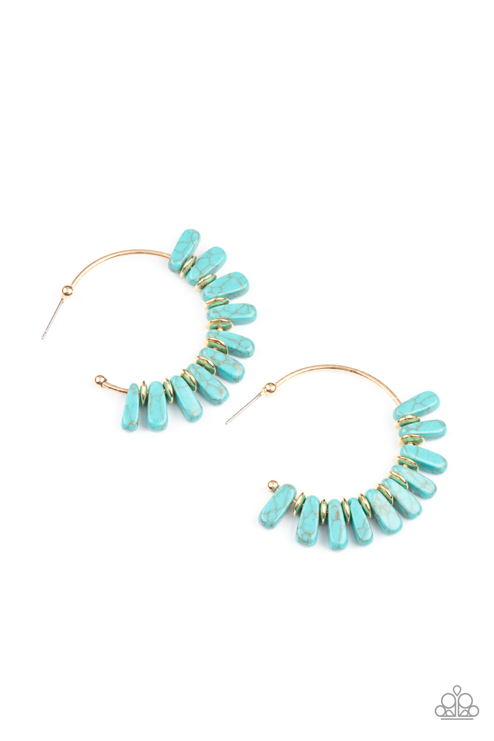 Poshly Primitive - Gold Hoop Blue Cracked Stone Earring Paparazzi E0562