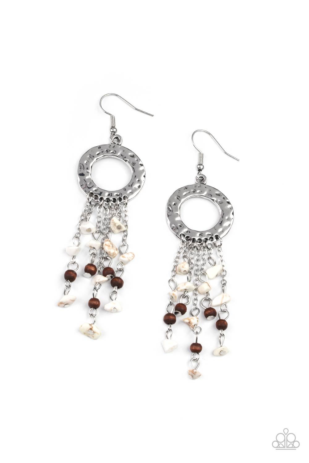 Primal Prestige White Pebble Earring Paparazzi E0226