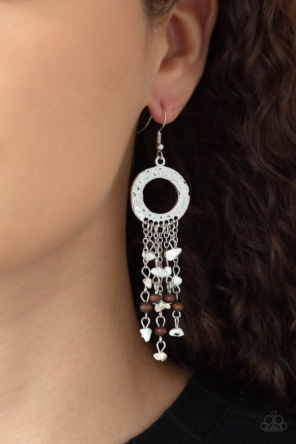 Primal Prestige White Pebble Earring Paparazzi E0226