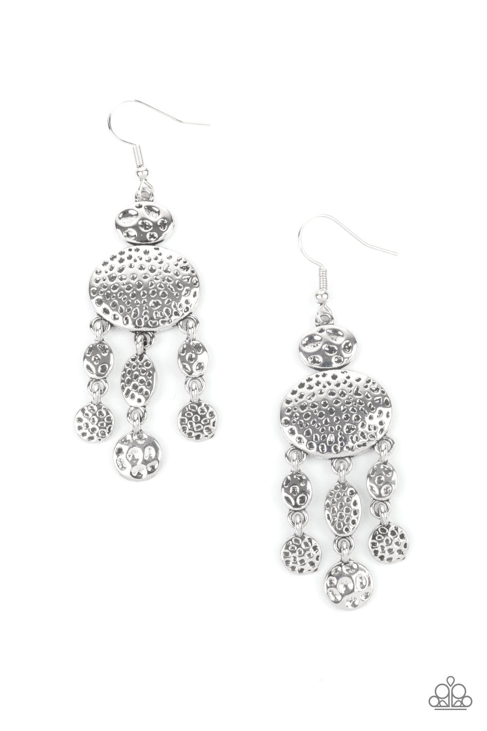 Get Your Artifacts Straight Silver Tasseled Earrings Paparazzi E0219