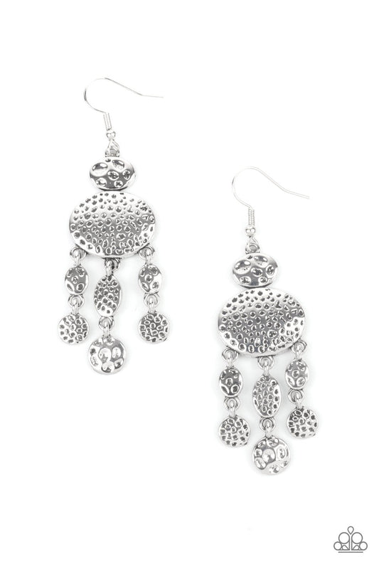 Get Your Artifacts Straight Silver Tasseled Earrings Paparazzi E0219