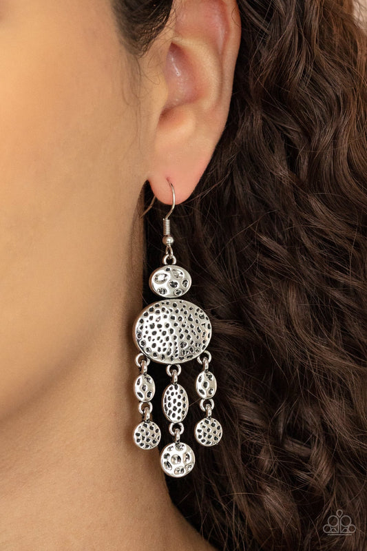 Get Your Artifacts Straight Silver Tasseled Earrings Paparazzi E0219