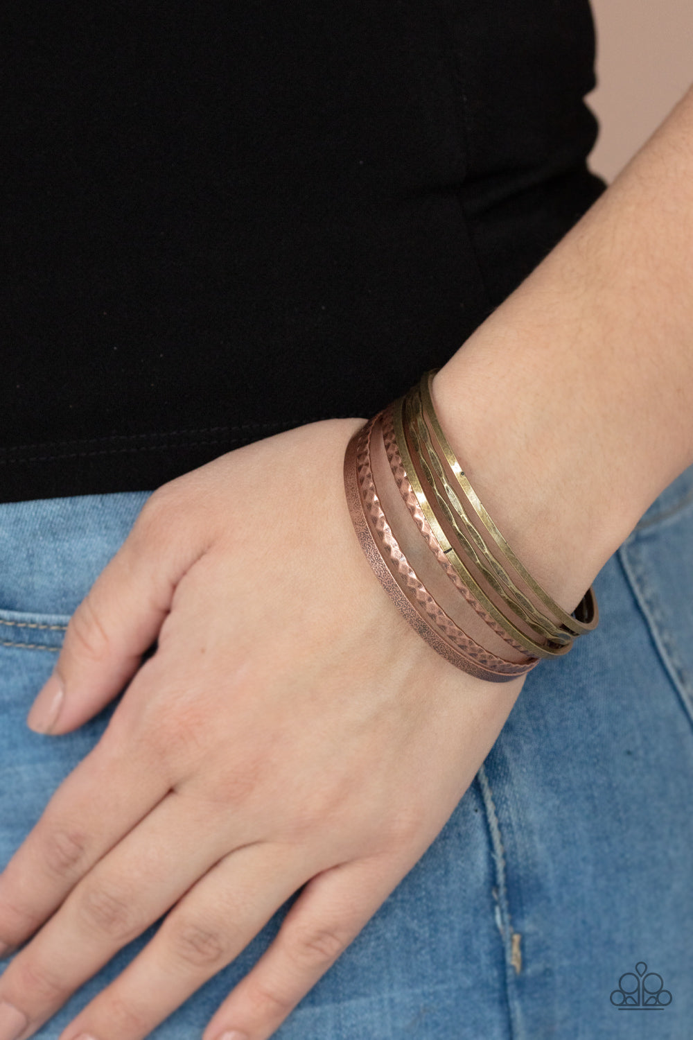 How Do You Stack Up? - Multi Copper And Brass Bangle Bracelet Paparazzi B0513