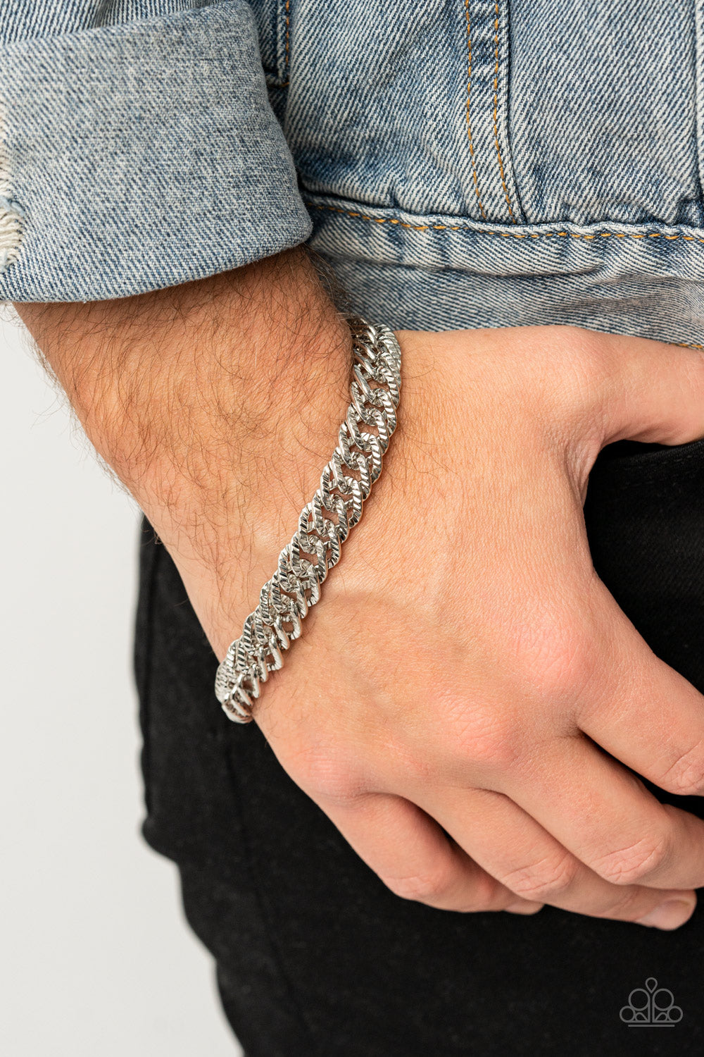 On The Up and UPPERCUT - Silver Urban Chain Bracelet Paparazzi B1173