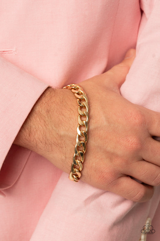 Knock, Knock, KNOCKOUT - Gold Curb Chain Urban Bracelet Paparazzi B1279