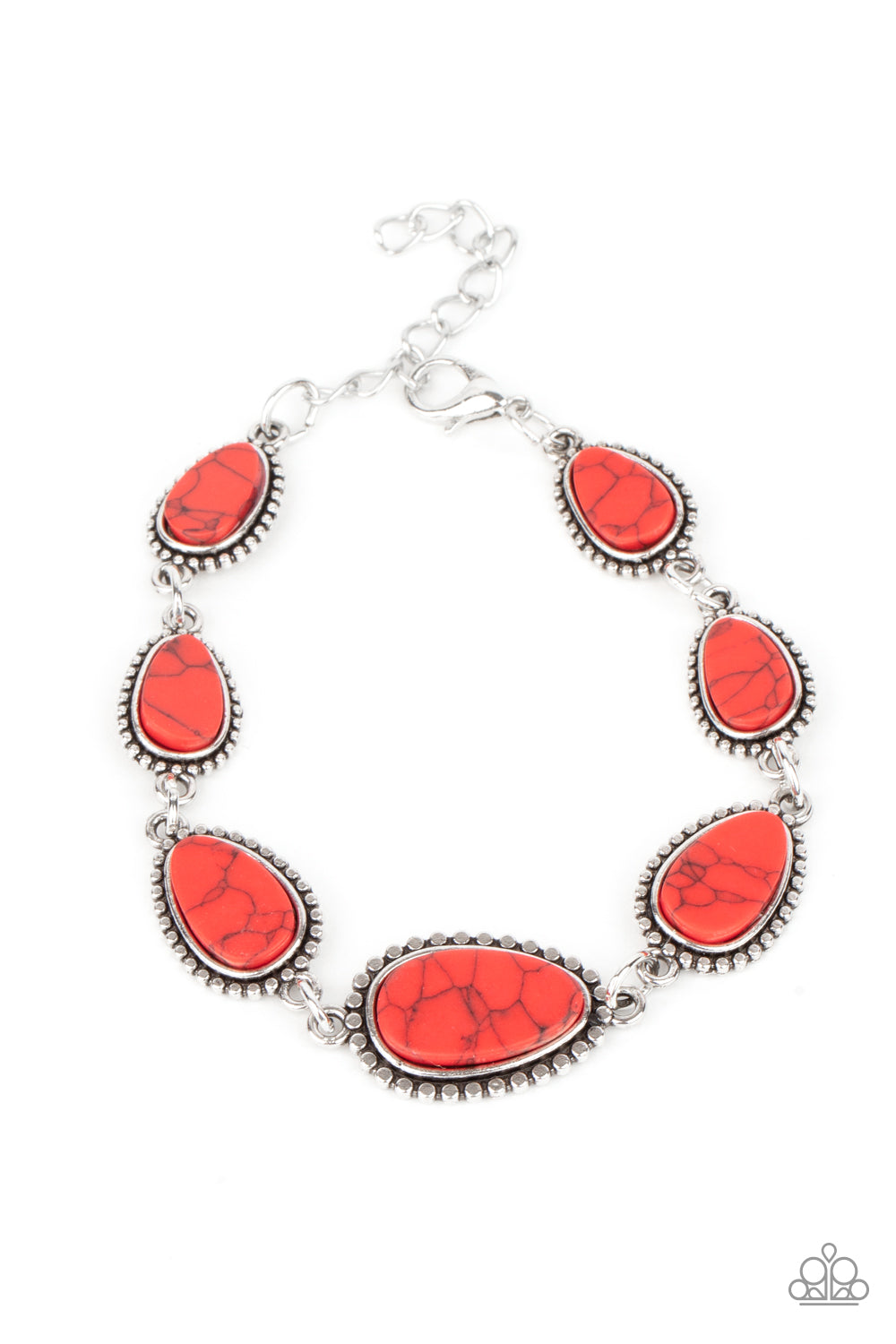 Elemental Exploration - Red Cracked Stone Bracelet Paparazzi B0420