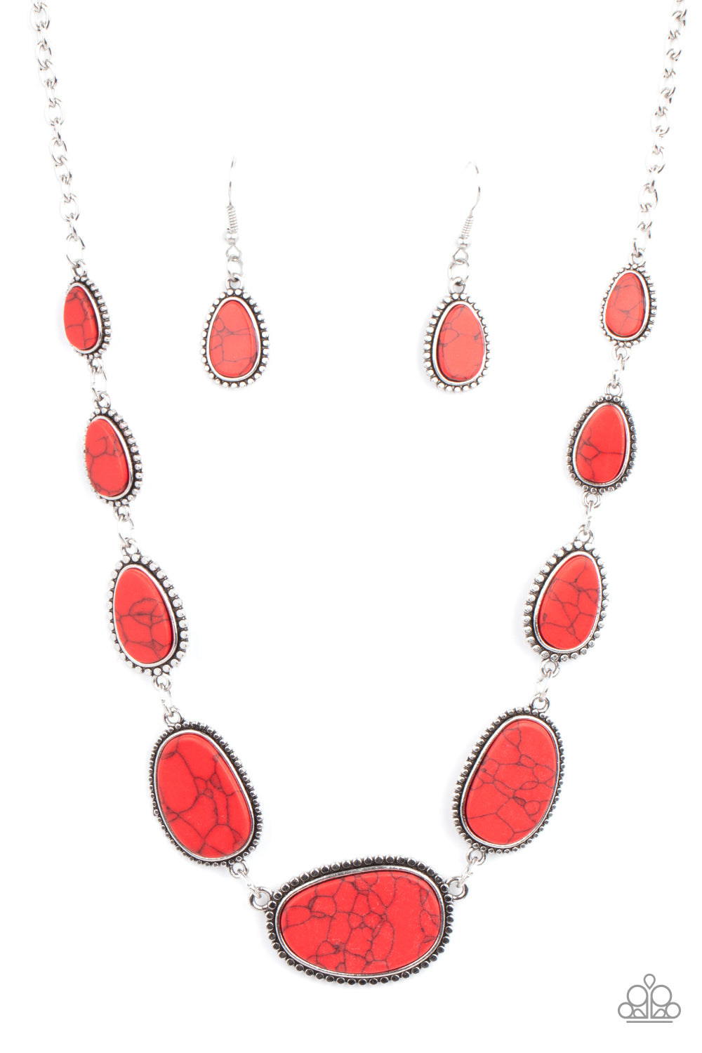 Elemental Eden - Red Cracked Stone Necklace Paparazzi N0774