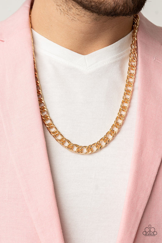 Ground Game - Gold Chain Urban Necklace Paparazzi N1339