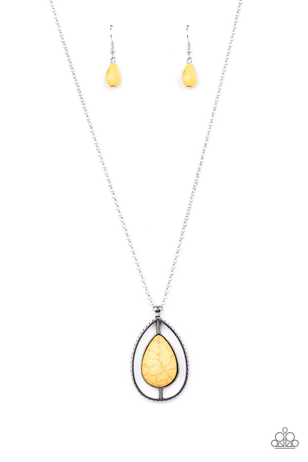 Here Today, PATAGONIA Tomorrow - Yellow Cracked Stone Necklace Paparazzi N0116