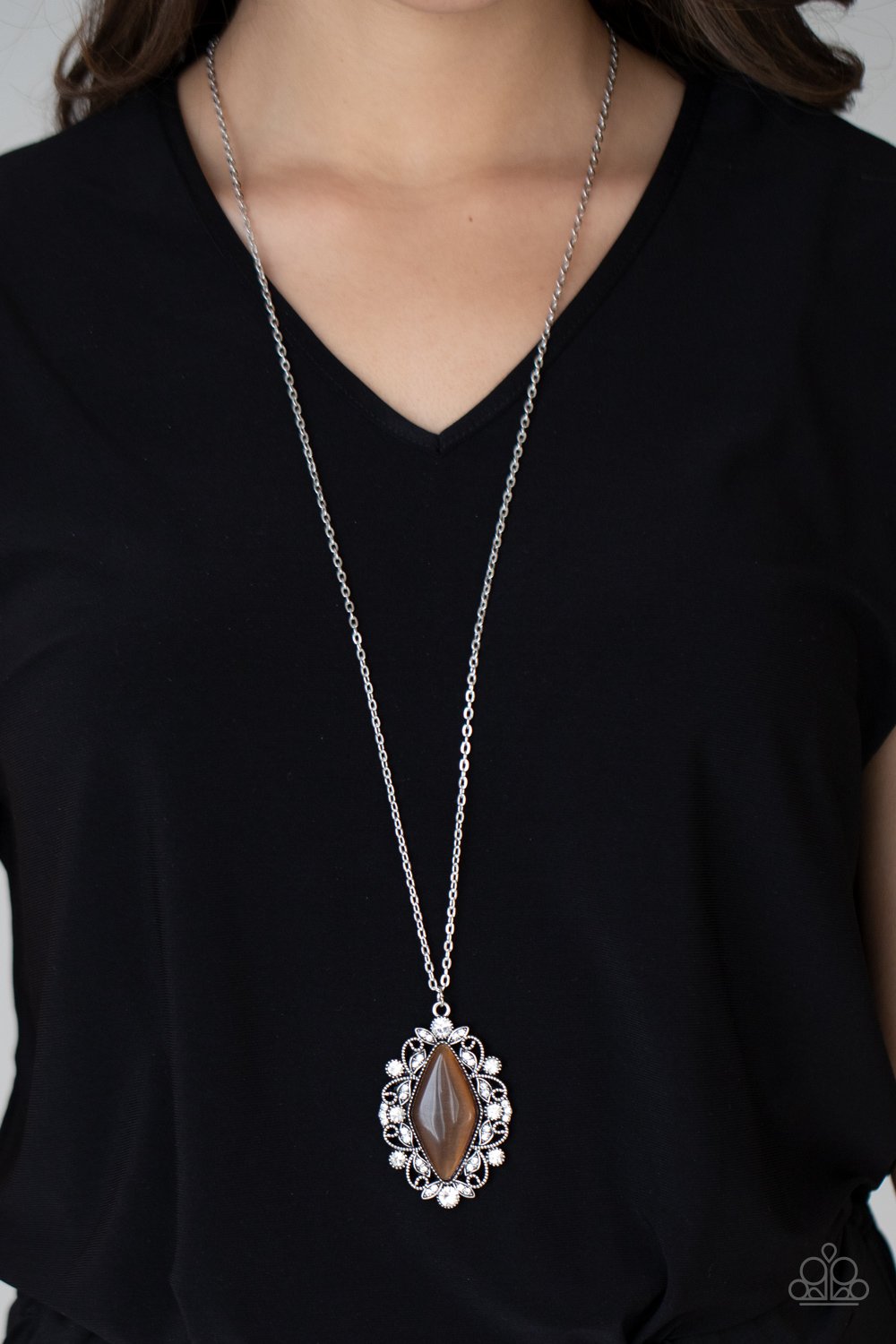 Exquistely Enchanted Brown Cat's Eye Necklace Paparazzi N0446