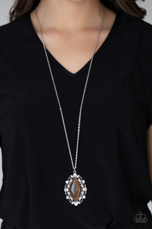 Exquistely Enchanted Brown Cat's Eye Necklace Paparazzi N0446