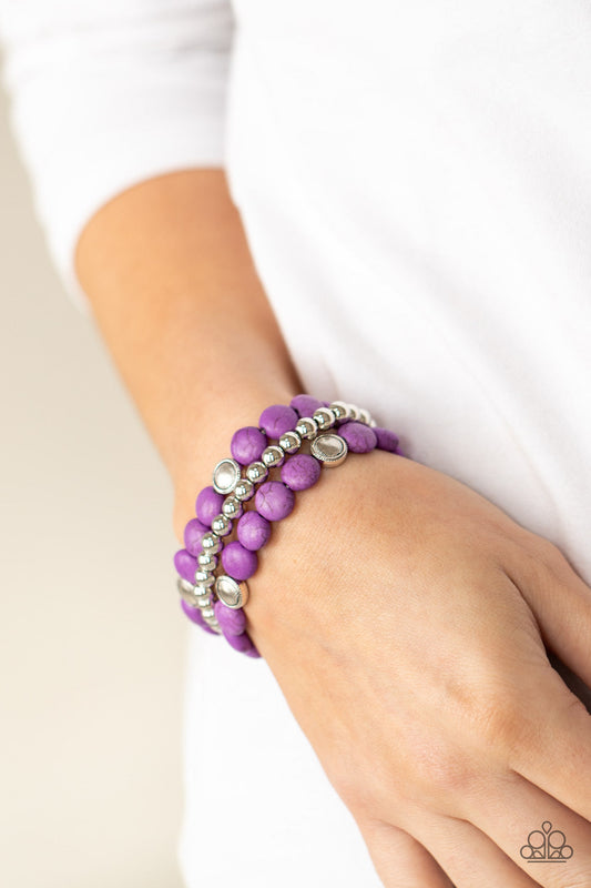 Desert Verbena Purple Cracked Stone Bracelet Paparazzi B0318