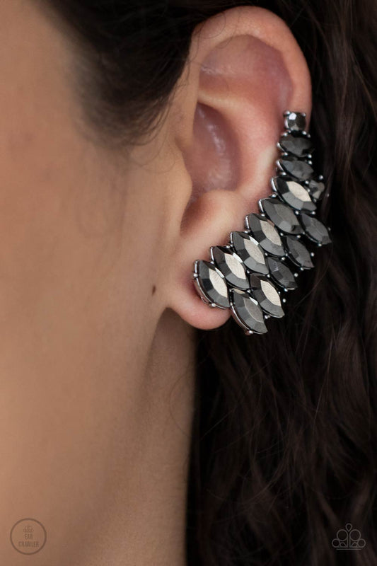 Explosive Elegance - Silver Ear Crawler Earring Paparazzi E0451