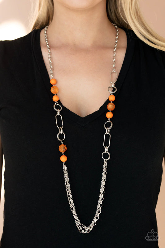 Pop-Ular Opinion Orange Necklace Paparazzi N0069