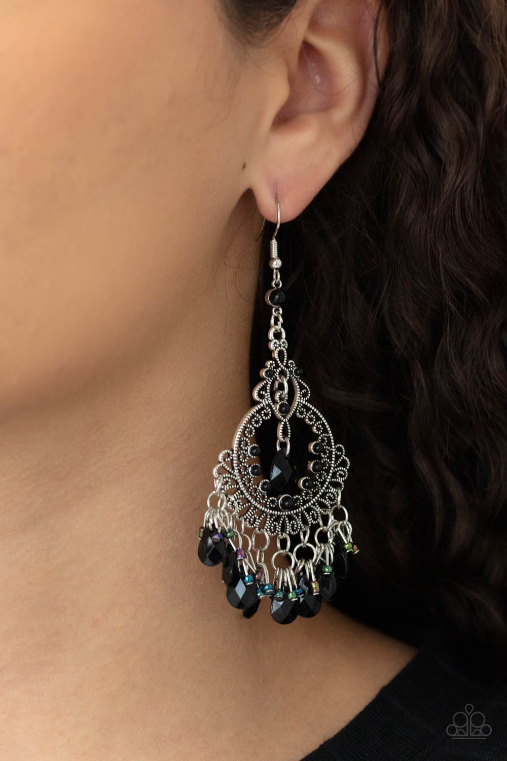 I'll Take That As A Compliment - Black Multicolored Sead Bead Earring Paparazzi E0541