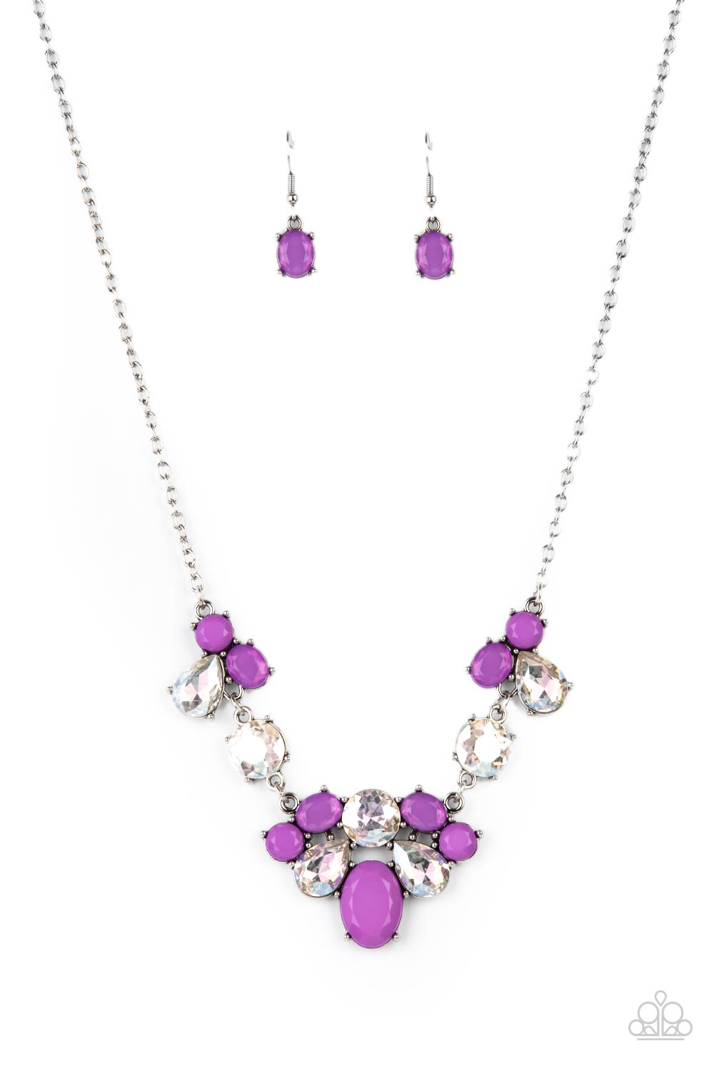 Ethereal Romance - Purple White Rhinestone Necklace Paparazzi N0704