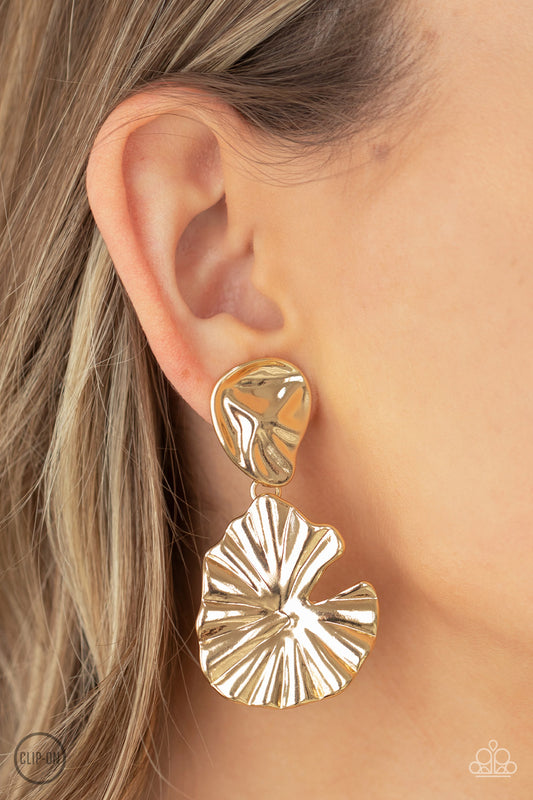 Empress Of The Amazon - Gold Clip-On Earring Paparazzi E0680