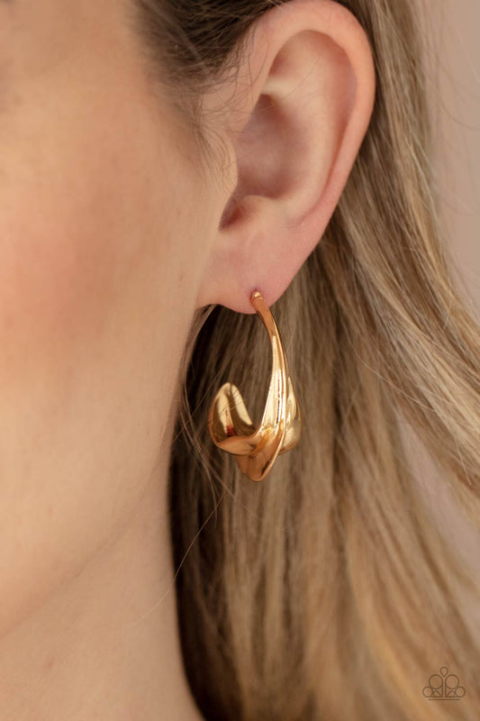 Modern Meltdown Gold Earring Paparazzi E0324