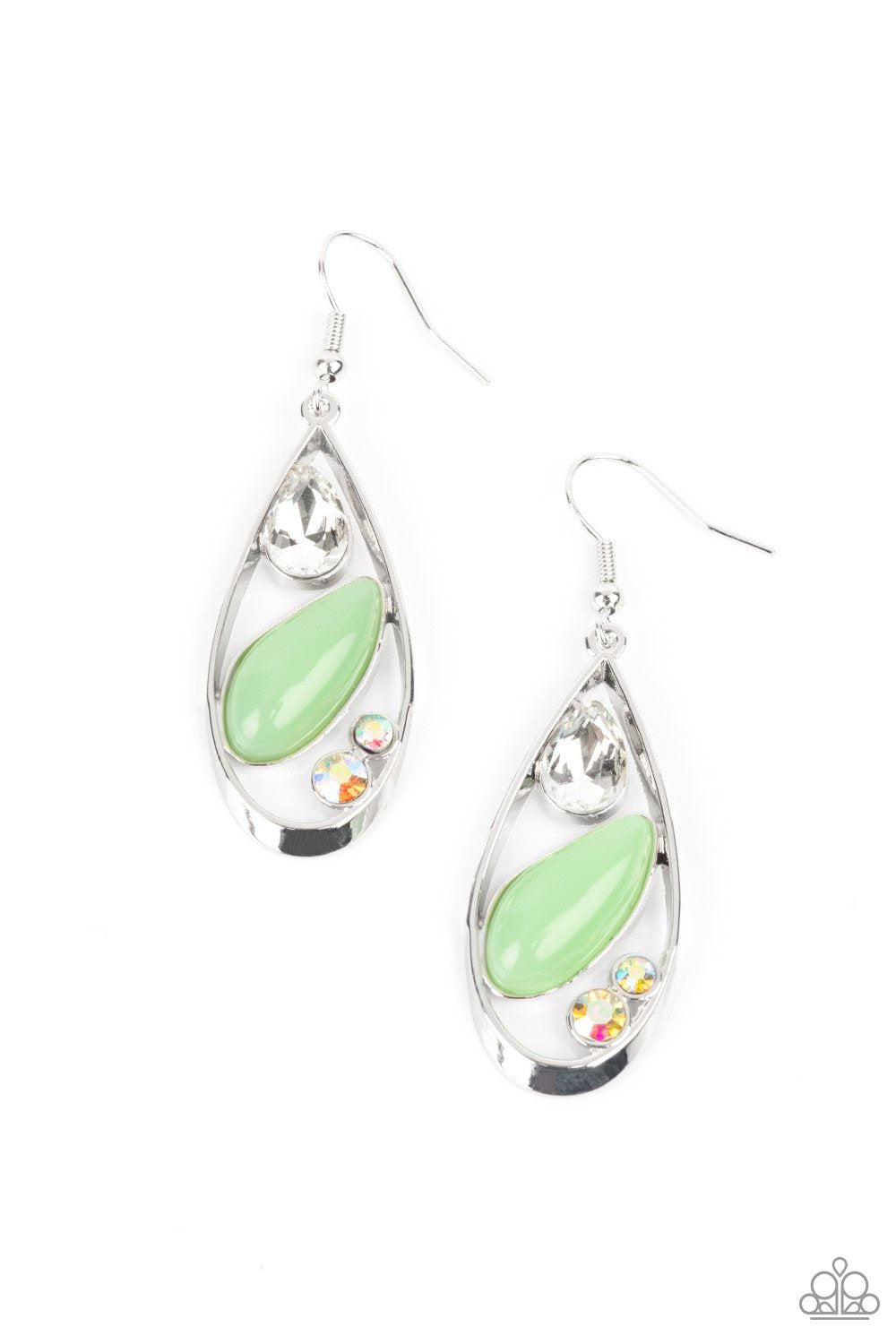 Harmonious Harbors Green Rhinestone Earring  Paparazzi   E0114