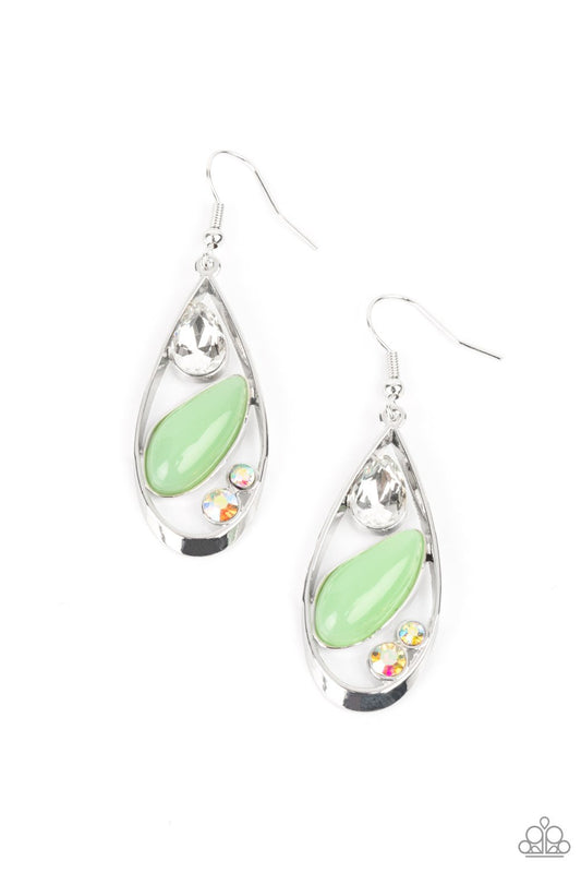Harmonious Harbors Green Rhinestone Earring  Paparazzi   E0114