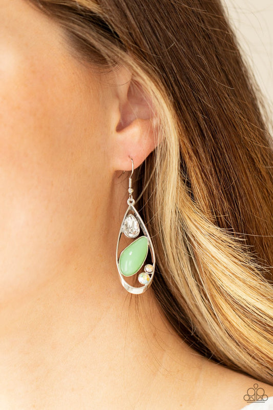 Harmonious Harbors Green Rhinestone Earring  Paparazzi   E0114