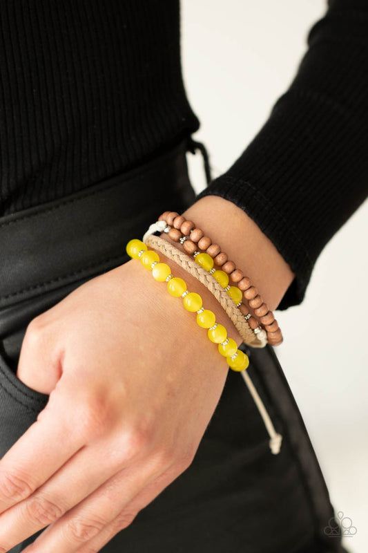 Down HOMESPUN - Yellow Urban Bracelet Paparazzi B0243