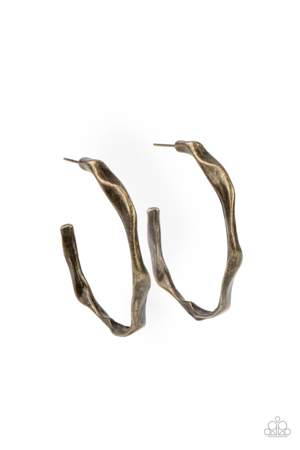 Coveted Curves - Brass Antiqued 1 1/2 Inch Hoop Earring Paparazzi E0874