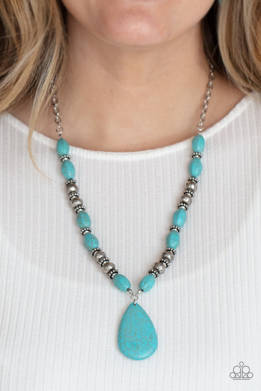 Blazing Saddles - Blue Santa Fe Style Necklace Paparazzi N0261