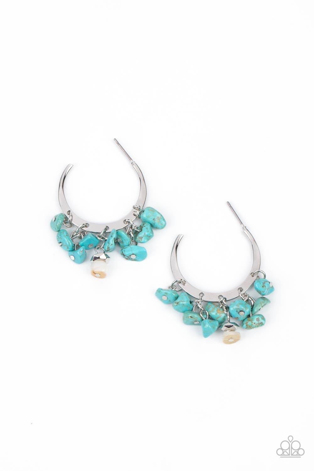 Gorgeously Grounding - Blue Cracked Stone Hoop Earring Paparazzi E0227