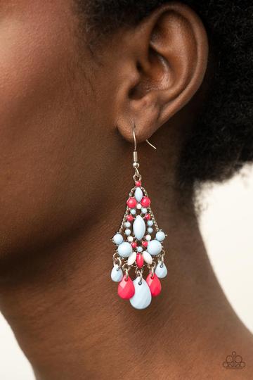 Staycation Home Multi Blue and Red Earring Paparazzi E0215