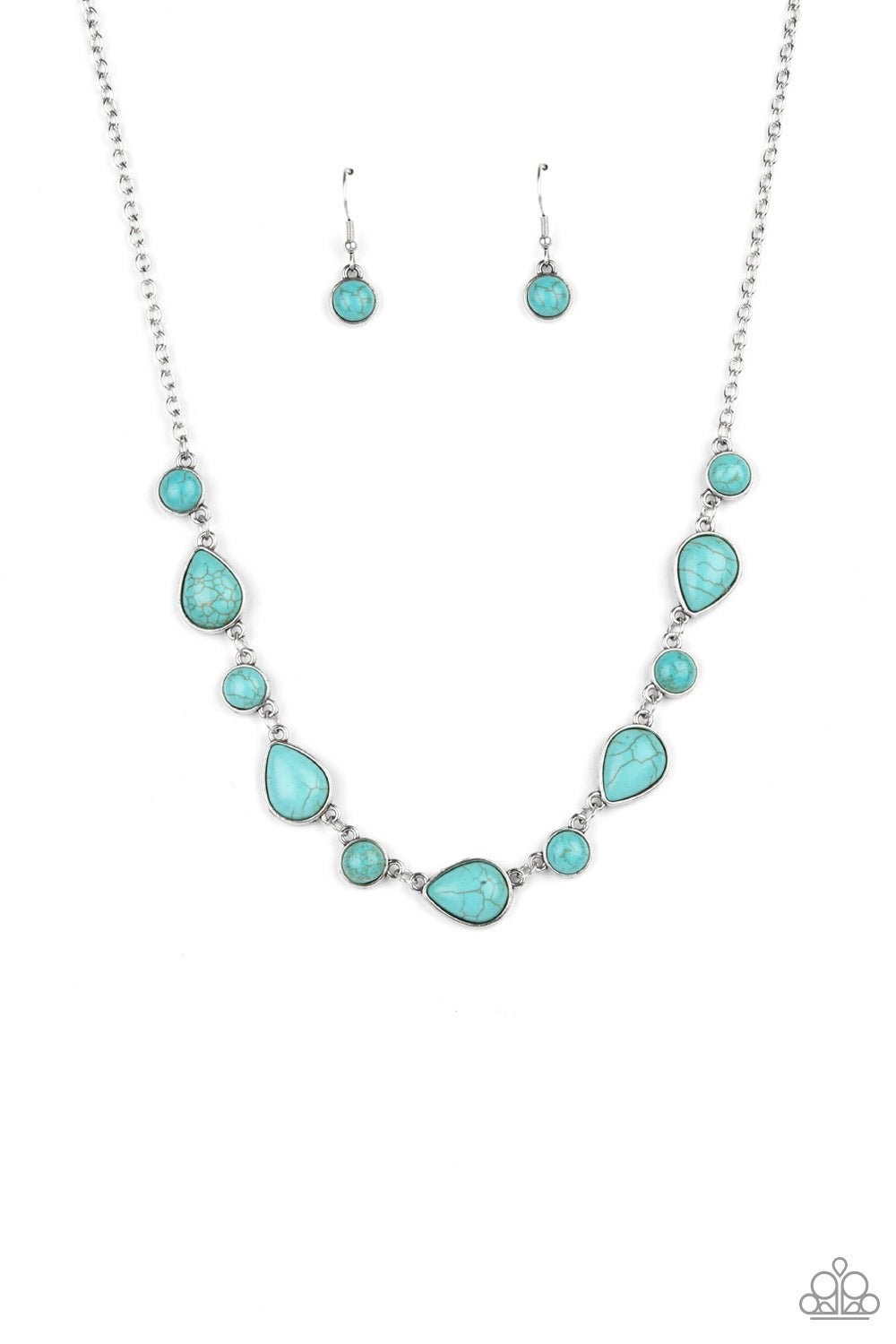 Heavenly Teardrops - Blue Cracked Stone Necklace Paparazzi N0675