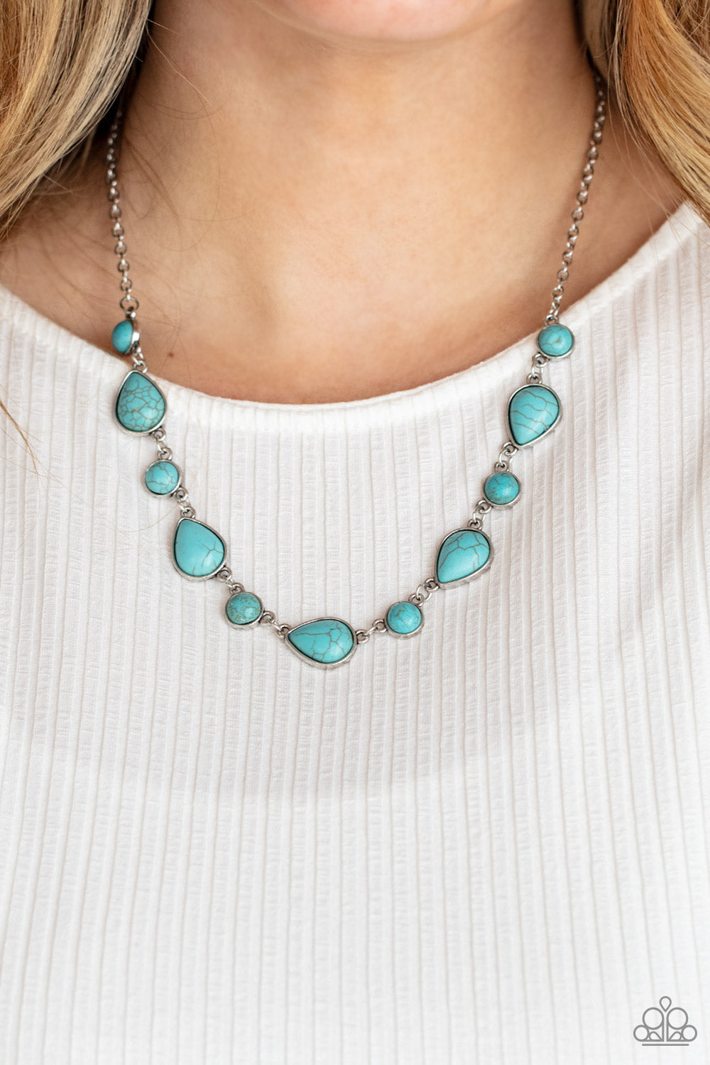 Heavenly Teardrops - Blue Cracked Stone Necklace Paparazzi N0675